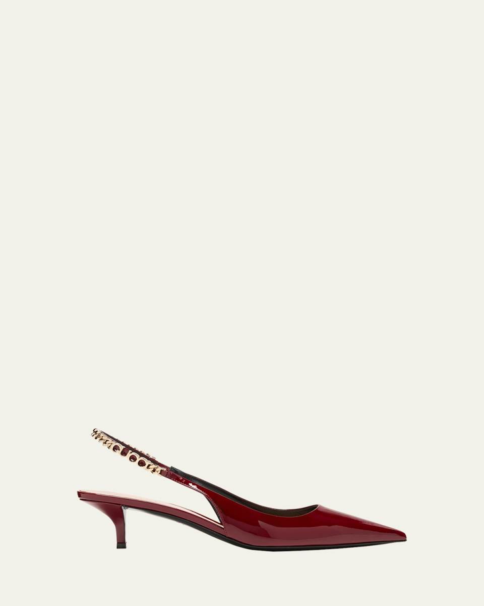 Signoria Patent Logo Chain Kitten Pumps